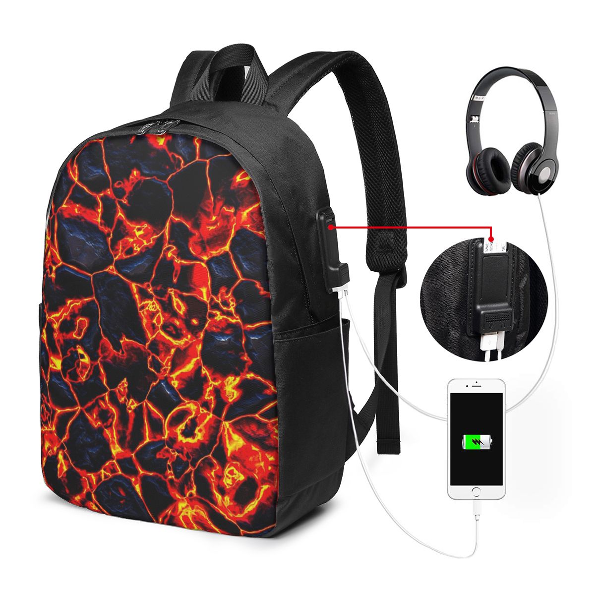 Magma Volcano Lava Fire Backpa - Laptop Bag 评论和价格